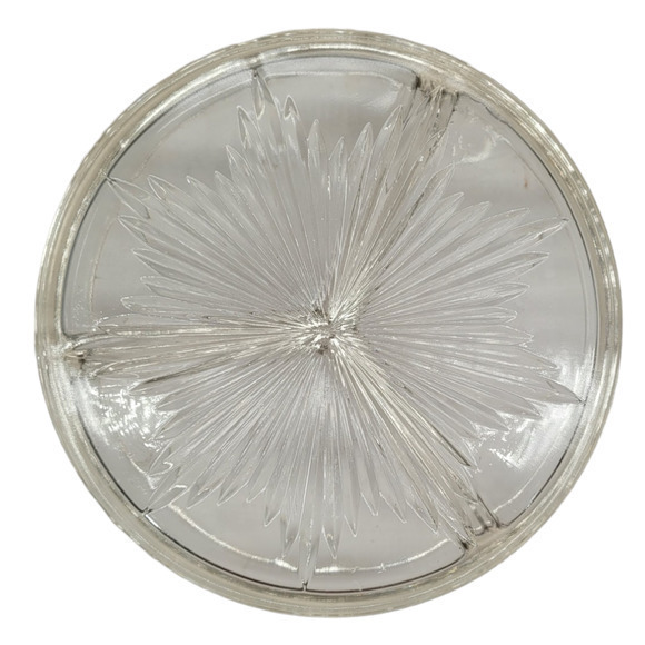 Starburst Round Three Section Divided Fruit Nut Vintage Glass Serving Bowl - Picture 4 of 7